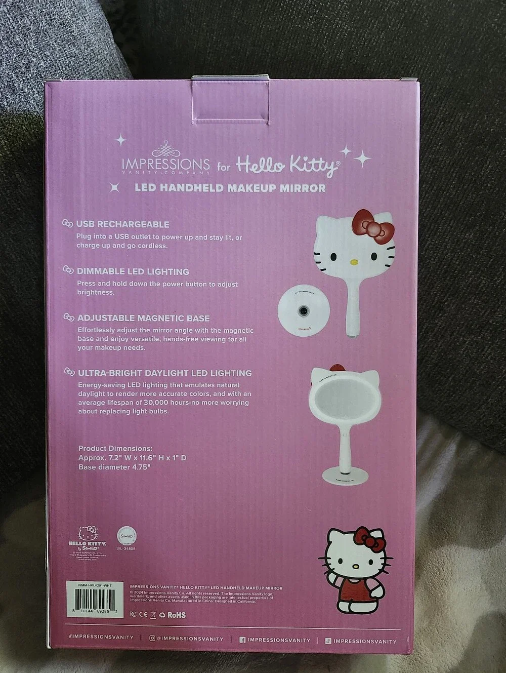 Impressions Vanity Hello Kitty LED Handheld Makeup Mirror